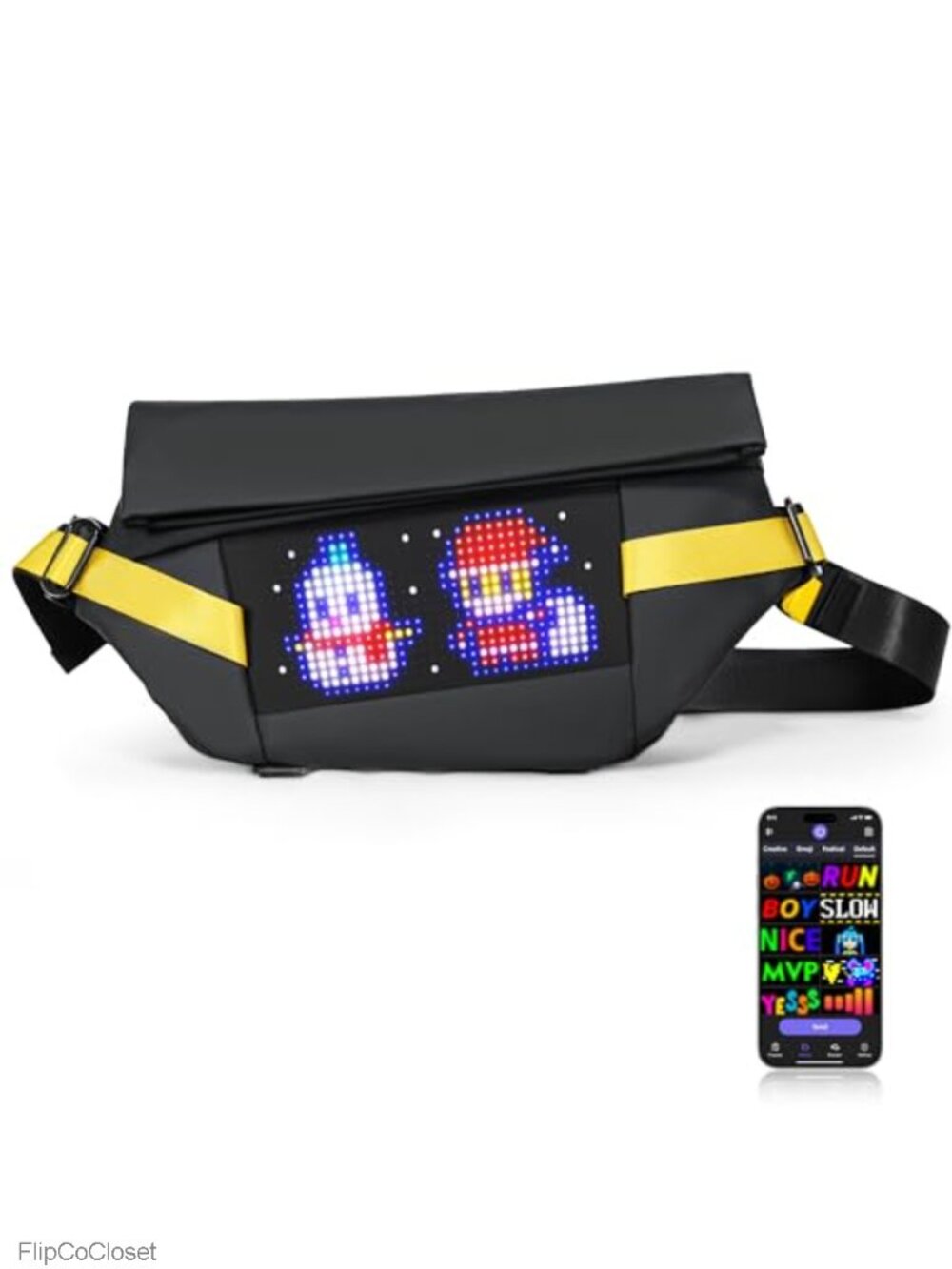 LED Pixel Fanny Bag Crossbody Sling Adjustable Nylon Waterproof Travel